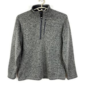 Eddie Bauer Radiator Sweater Fleece Quarter-Zip Pullover heather gray Medium